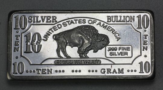 10g Buffalo Silberbarren Rückseite
