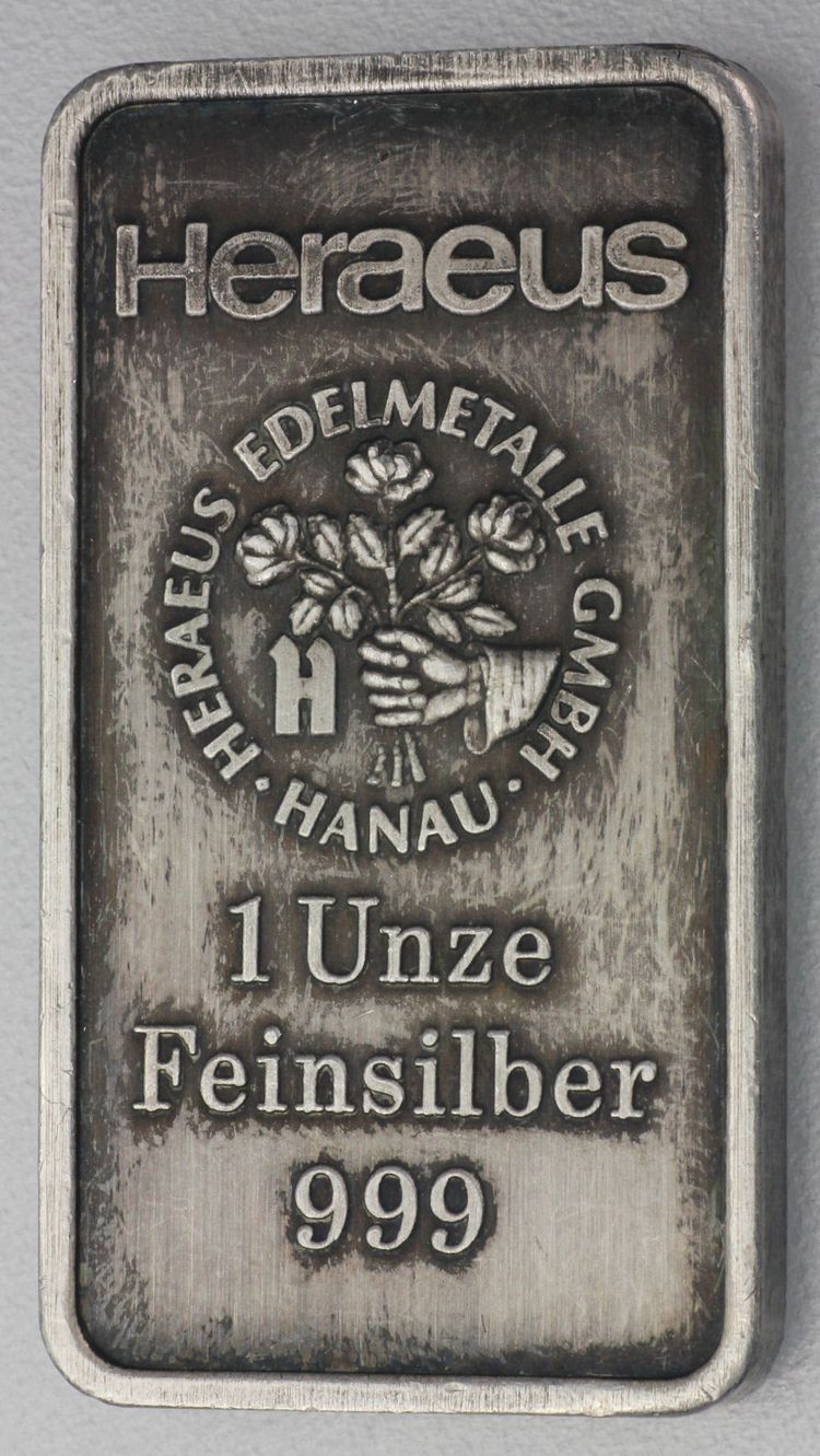 1 Unze Feinsilber Heraeus 1 Unze Feinsilber Heraeus
